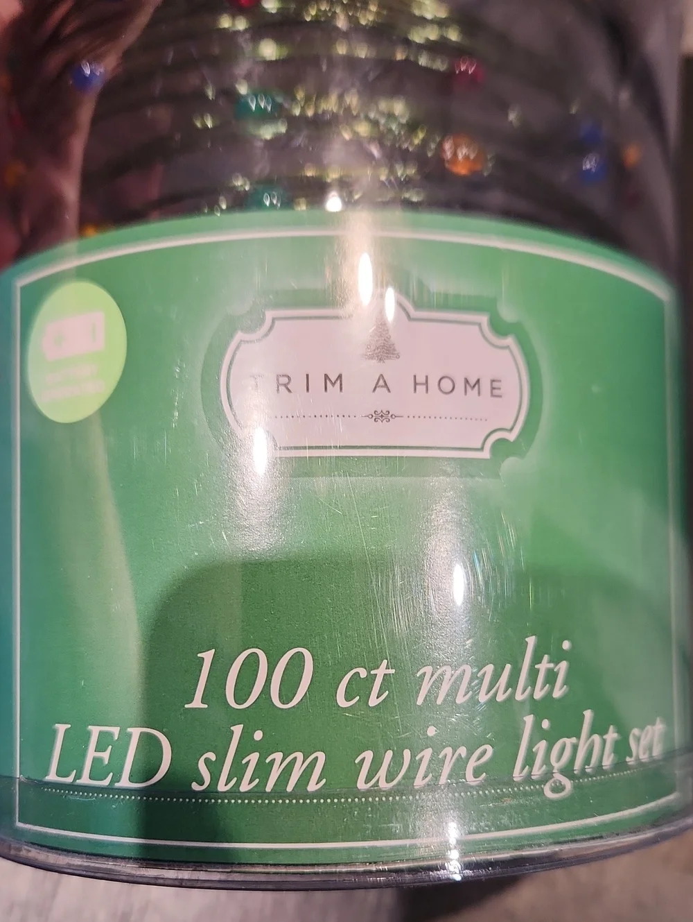 NIB Trim A Home Battery Operated 100 Ct Multi LED Slim Wire Light Set